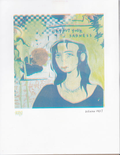 'cry out your sadness' risograph print